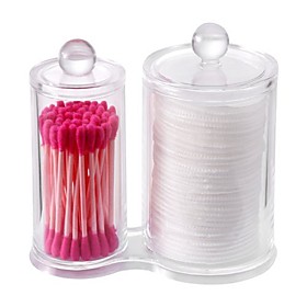 makeup organizer cotton pads holder swab jar divider with 2 sections