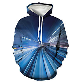 Men's Pullover Hoodie Sweatshirt Graphic 3D Front Pocket Hooded Daily 3D Print 3D Print Casual Hoodies Sweatshirts  Long Sleeve Blue