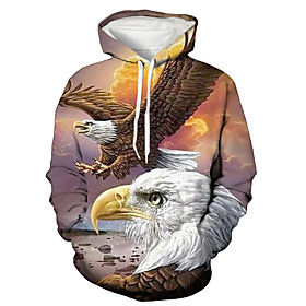 Homme Grande Taille Sweat-shirt à capuche Graphique Aigle Animal Imprimer Capuche du quotidien Vacances 3D effet basique Décontractée Pulls Capuche Pulls molle