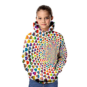 Kids Girls' Hoodie  Sweatshirt Long Sleeve Graphic 3D Rainbow Children Tops Basic