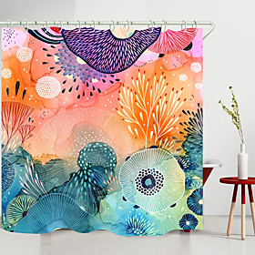 Shower Curtain With Hooks Suitable For Separate Wet And Dry Zone Divide Bathroom Shower Curtain Waterproof Oil-proofModern Polyester New Design