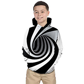 Sweat à capuche et Sweat Garçon Enfants Bébé Manches Longues Noir Blanc Créatures Fantastiques Rayé Géométrique 3D Imprimé Rose Claire Enfants Hauts Actif bas