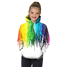 Kids Toddler Girls' Hoodie  Sweatshirt Long Sleeve Fantastic Beasts Rainbow Color Block Geometric 3D Print Rainbow Children Tops Active Basic New Year