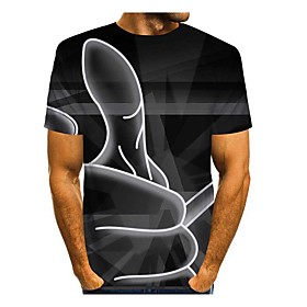Men's T shirt Shirt 3D Print 3D Geometry 3D Print Short Sleeve Daily Tops Casual Round Neck Black / Summer