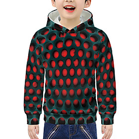 Kids Boys' Hoodie  Sweatshirt Long Sleeve 3D Print Red Children Tops Active New Year