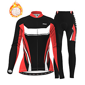 21Grams Women's Long Sleeve Cycling Jersey with Tights Winter Fleece Polyester Purple Red Fuchsia Bike Clothing Suit Thermal Warm Fleece Lining 3D Pad Warm Qui