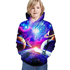 Kids Boys' Hoodie  Sweatshirt Long Sleeve Graphic 3D Print Purple Children Tops Active