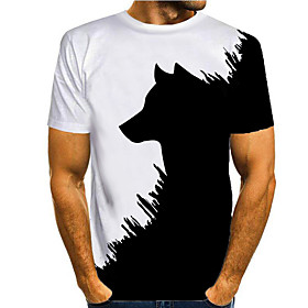 Men's T shirt 3D Print Graphic 3D Animal Print Short Sleeve Casual Tops Simple Classic 1# 2# Black / White