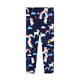 Kids Girls' Pants Navy Blue Print