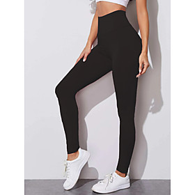 Women's Sports Leggings Sweatpants Pants Plain Full Length Black