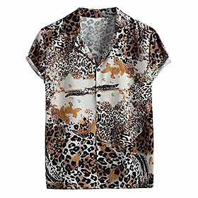 Men's Shirt Pattern Short Sleeve Party Tops Vacation Casual / Daily Beach Photo Color / Club