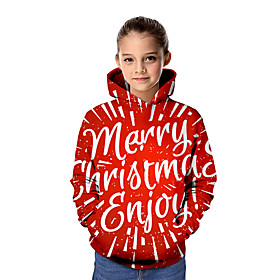 Kids Girls' Hoodie  Sweatshirt Long Sleeve Christmas Red Children Tops Basic Christmas
