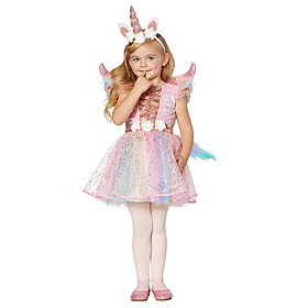 Unicorn Dress Girls' Movie Cosplay Rainbow Dress Halloween Children's Day New Year Polyester / Cotton