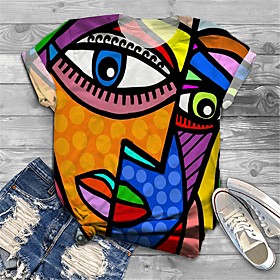 Women's Plus Size Tops T shirt Graphic Abstract Eye Print Short Sleeve Round Neck Big Size / Holiday