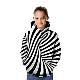 Kids Girls' Hoodie  Sweatshirt Long Sleeve Graphic 3D White Children Tops Basic