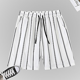 Men's Sporty Casual / Sporty Outdoor Sports Casual Daily Shorts Pants Stripe Short Sporty Print White Black
