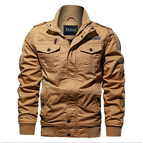 Men's Jacket Solid Color Winter Coat Sports Outdoor Long Sleeve Jacket ArmyGreen