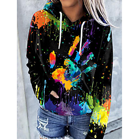 Femme Sweat à capuche Sweat Chat Graphique Tie Dye Poche avant Imprimer du quotidien Autres imprimés basique Décontractée Pulls Capuche Pulls molletonnés Bleu