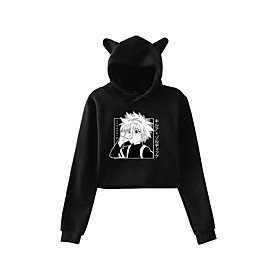 Inspired by Hunter X Hunter Killua Zoldyck Crop Top Hoodie Anime Polyester / Cotton Blend Print Printing Harajuku Graphic Crop Top For Women's / Men's