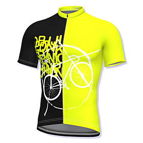 21Grams Men's Short Sleeve Cycling Jersey Summer Polyester Yellow Bike Jersey Top Mountain Bike MTB Road Bike Cycling Quick Dry Moisture Wicking Breathable Spo