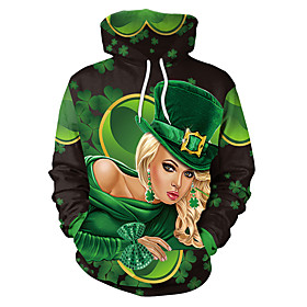 Homme Sweat-shirt à capuche Graphique Humain Imprimer Décontractée du quotidien Vacances Décontractée Grand et grand St. Patrick's Day Pulls Capuche Pulls moll