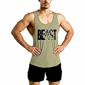 Men's Beast Muscle Gym Workout Tank Tops Bodybuilding Extreme Fitness Sleeveless Shirt Green M