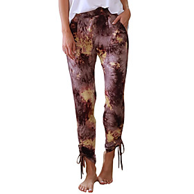 Women's Stylish Chino Comfort Daily Home Chinos Pants Pattern Tie Dye Full Length Elastic Waist Print Purple