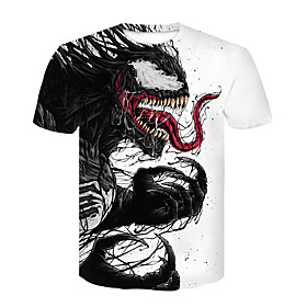 Men's T shirt Shirt 3D Print 3D Rivet Mesh Short Sleeve Casual Tops Black / Red Black / Gray Black / Navy / Summer