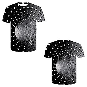 Men's T shirt Shirt 3D Print 3D Rivet Mesh Short Sleeve Casual Tops Black / White / Summer