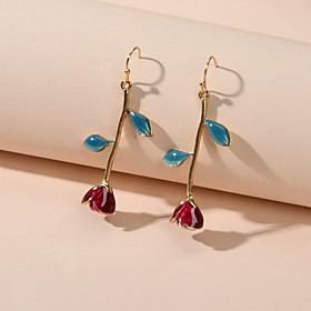 Women's Drop Earrings Dangle Earrings Geometrical Petal Sweet Earrings Jewelry Red For Engagement Date