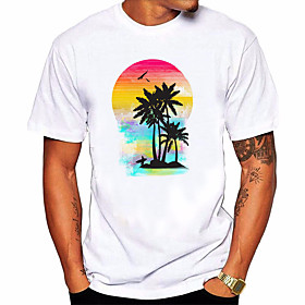 Men's Unisex Tee T shirt Hot Stamping Plants Holiday Tree Plus Size Print Short Sleeve Daily Tops 100% Cotton Basic Casual Round Neck White / Summer