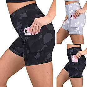 Women's High Waist Compression Shorts Running Tight Shorts Athletic Bottoms with Phone Pocket Winter Fitness Gym Workout Running Active Training Quick Dry Brea