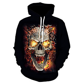 Men's Unisex Pullover Hoodie Sweatshirt Cool Skulls 3D Skull Print Hooded 3D Print 3D Print Hoodies Sweatshirts  Long Sleeve Loose Black