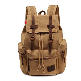 Men's Canvas School Bag Rucksack Commuter Backpack Large Capacity Zipper Daily Backpack Black Blue Yellow Army Green Khaki