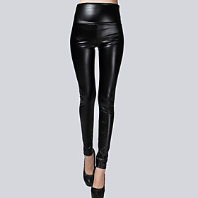 Women's Stylish Streetwear Comfort Party Club Leggings Pants Plain Full Length Black Blue