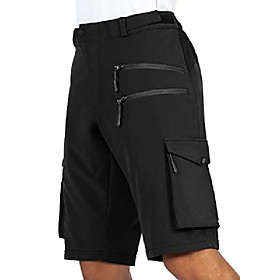 gouxry men's-mountain-bike-shorts loose-fit mtb cycling biking with 5 zipper pockets bicycle shorts for men (black, m)