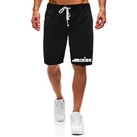 Men's Casual / Sporty Athleisure Daily Gym Shorts Pants Letter Short Pocket Elastic Drawstring Design Print Black Light Grey