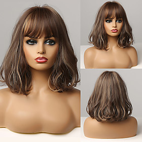 Synthetic Wig Water Wave Bob Wig Short A1 Synthetic Hair Women's Cosplay Party Fashion Blonde Brown