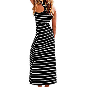 Women's Sundress Midi Dress Black stripes blue strips Gray stripes Sleeveless Striped Spring Summer Casual / Daily 2021 S M L XL XXL