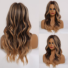 Synthetic Wig Deep Wave Middle Part Wig Medium Length A1 A2 Synthetic Hair Women's Cosplay Party Fashion Black Brown