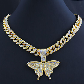 Women's Men's Necklace Cuban Link Butterfly Trendy Alloy Silver Gold 55 cm Necklace Jewelry 1pc For Gift