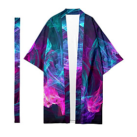 Men's Shirt 3D Print Lightning 3D Print Long Sleeve Casual Tops Casual Fashion Breathable Comfortable Purple
