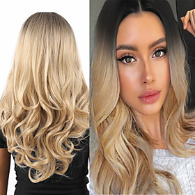 Synthetic Wig Deep Wave Middle Part Wig Medium Length A15 A16 A17 A18 A19 Synthetic Hair Women's Cosplay Party Fashion Blonde