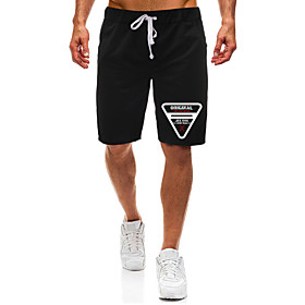 Men's Casual / Sporty Athleisure Daily Gym Shorts Pants Graphic Letter Short Pocket Elastic Drawstring Design Print Black Light Grey