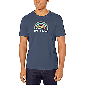 Men's Unisex Tees T shirt Hot Stamping Rainbow Graphic Prints Plus Size Print Short Sleeve Casual Tops 100% Cotton Basic Designer Big and Tall Navy Blue