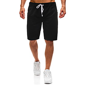 Men's Sporty Casual / Sporty Daily Holiday Shorts Pants Solid Colored Short Drawstring Pocket Black / Summer