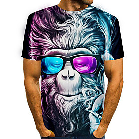 Men's Tees T shirt 3D Print Graphic Prints Orangutan Animal Print Short Sleeve Daily Tops Basic Casual Rainbow