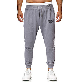 Men's Casual / Sporty Sweatpants Outdoor Sports Daily Sports Pants Pants Graphic Full Length Drawstring Pocket Print Light Grey