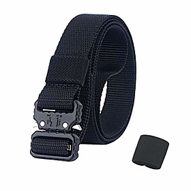 qazse mens quick release nylon belt small metal buckle sports narrow golf webbing belt 1 wide black 39