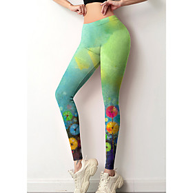 Women's Colorful Fashion Comfort Skinny Leisure Sports Weekend Leggings Pants Geometric Pattern Color Block Graphic Prints Ankle-Length Sporty Elastic Waist Pr